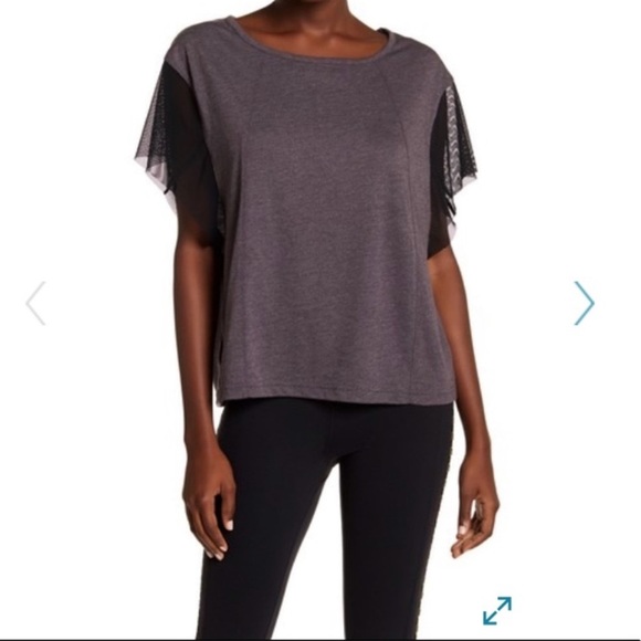Free People “WILD” Black Mesh Gray Graphic Top - Picture 9 of 13